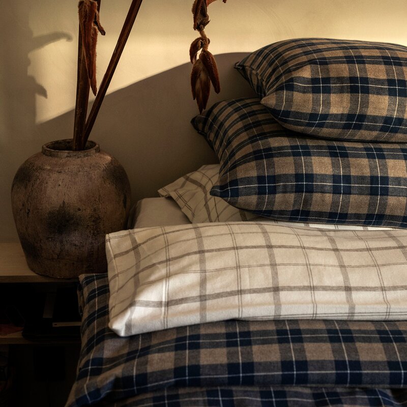 Varmt Rutete Flanell Sengesett